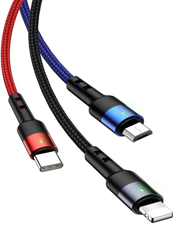 USAMS US-SJ410 U26 3in1 Charging & Data Cable 0.35m Black Data Cable