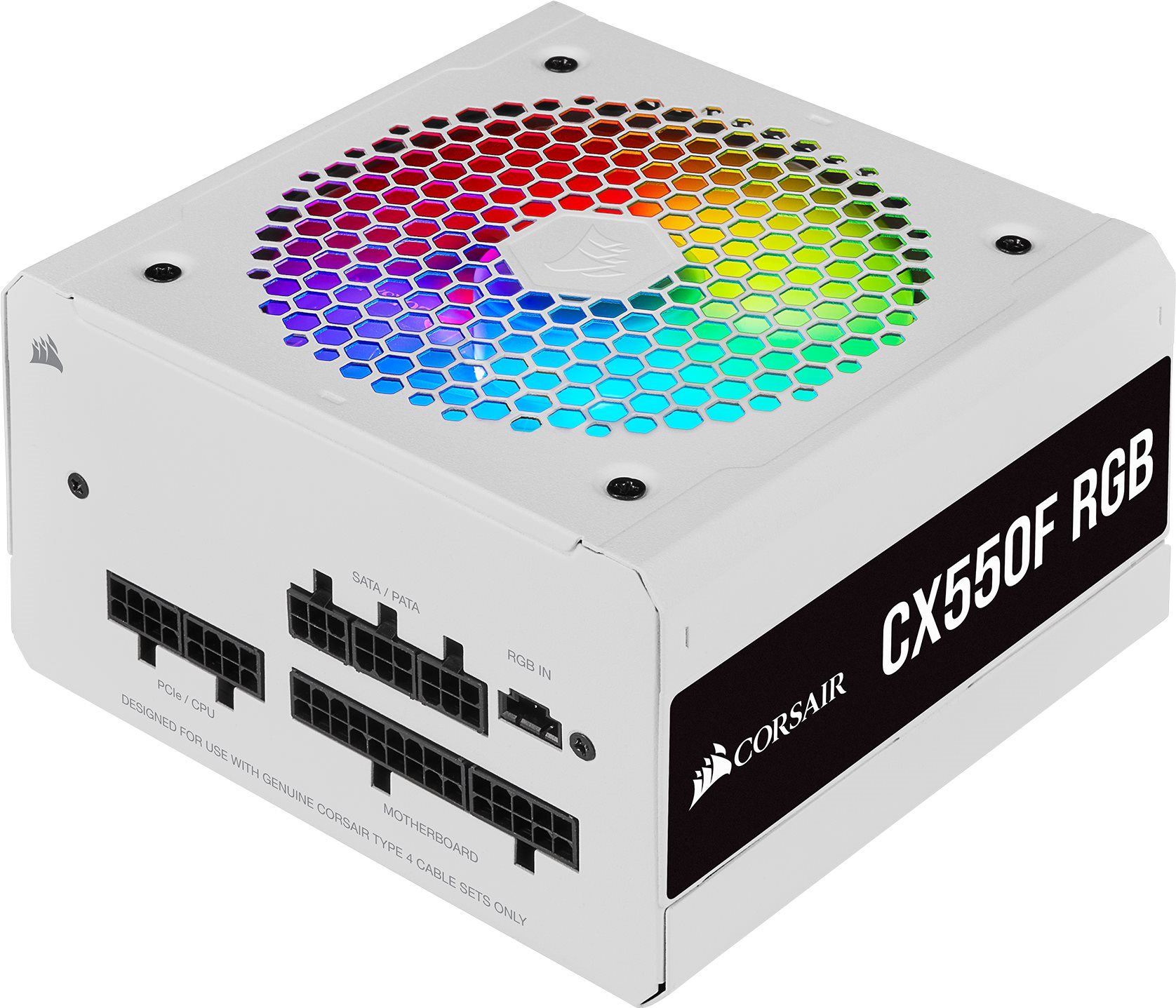 Corsair CX550F RGB, White PC Power Supply