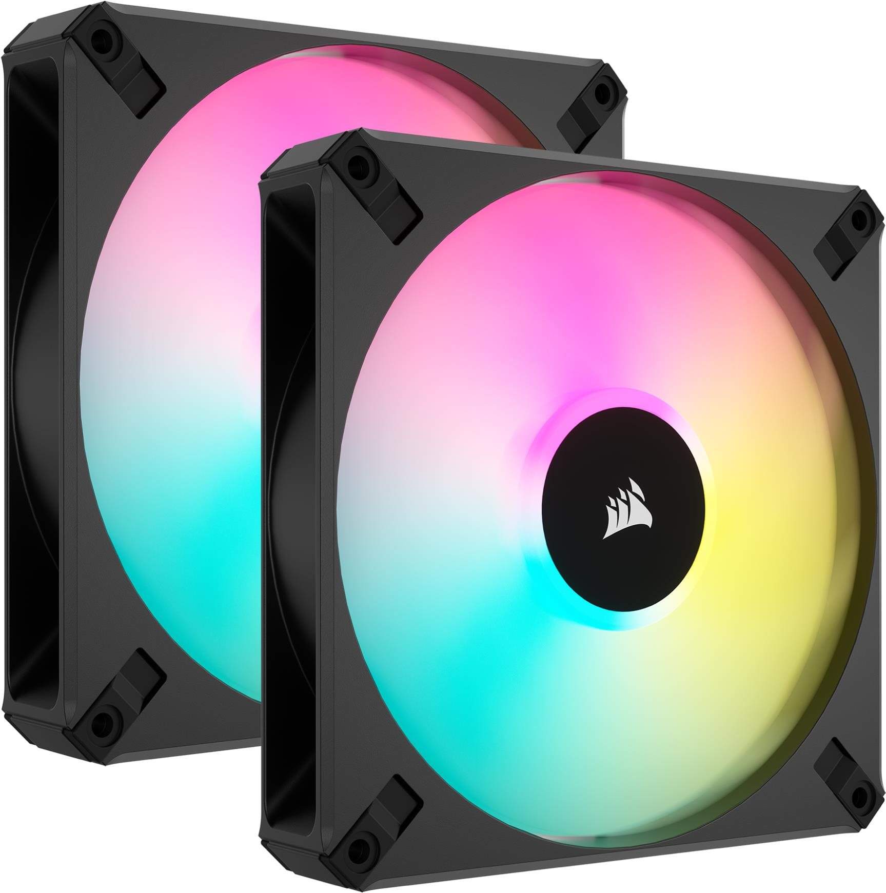 Corsair iCUE AF140 RGB ELITE Dual Pack Black + Lightning Node Core...