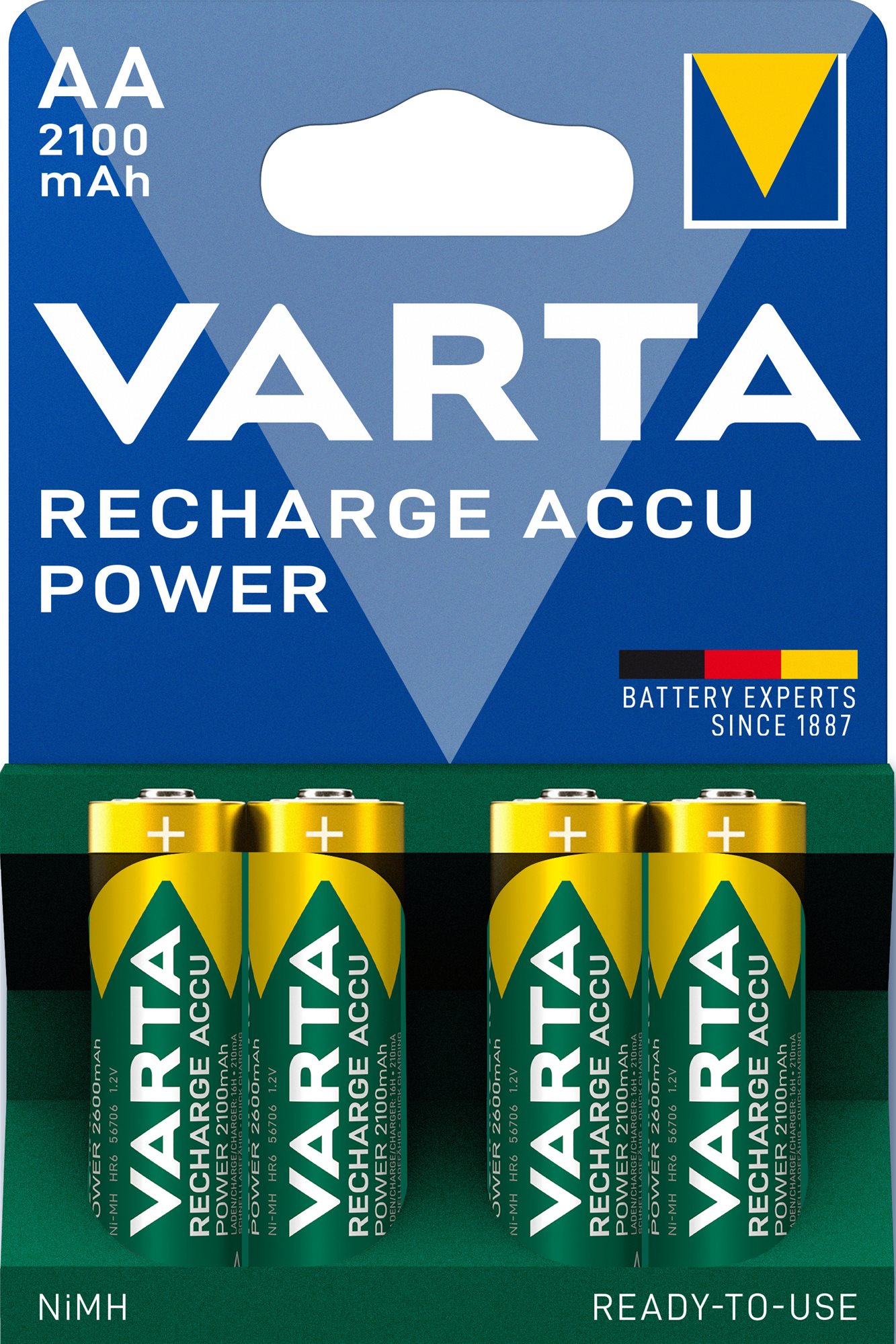 VARTA Wiederaufladbare Batterien Recharge Accu Power AA 2100 mAh...