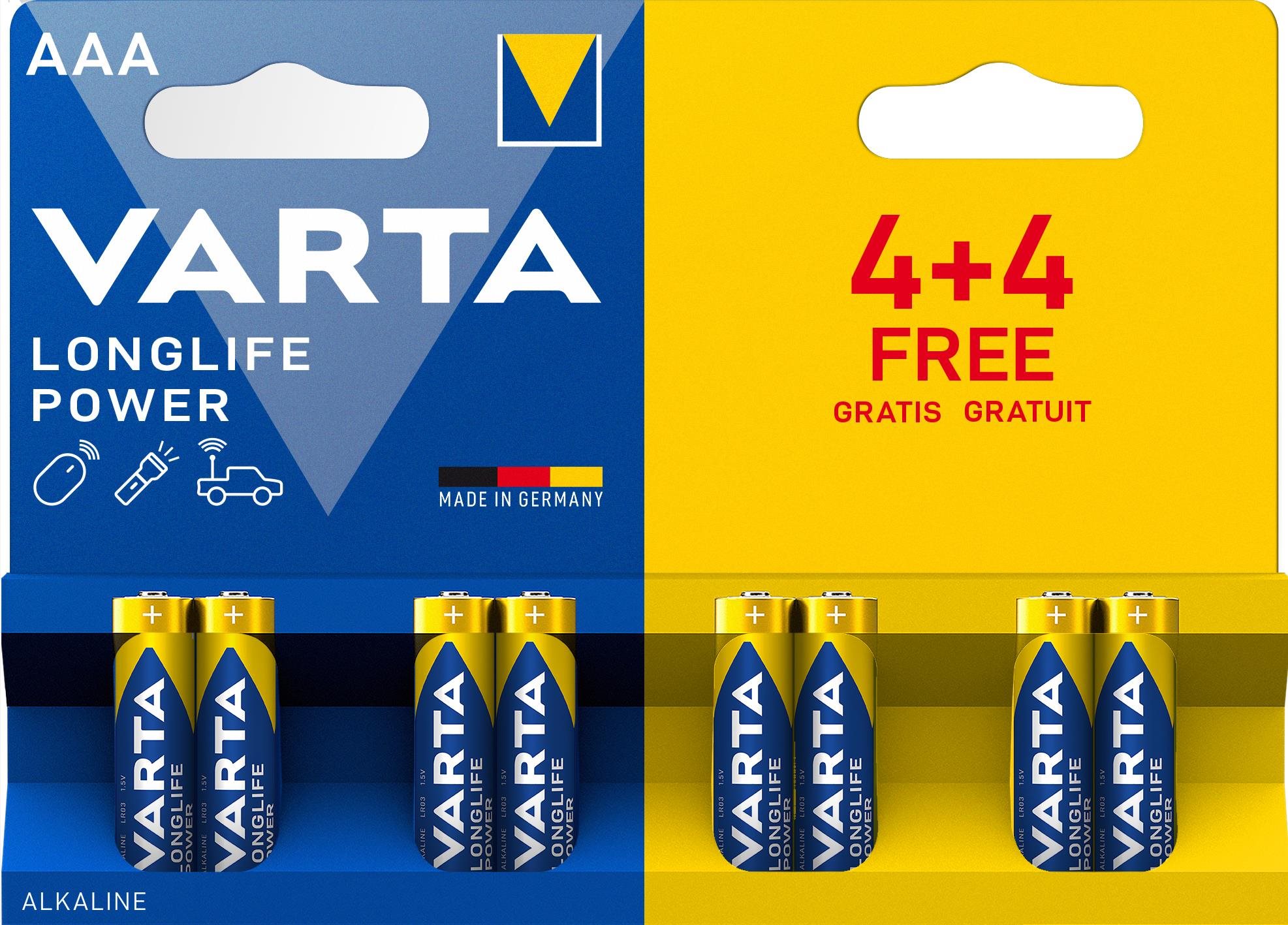 VARTA Longlife Power 4+4 AAA (Doppelblister) Einwegbatterie