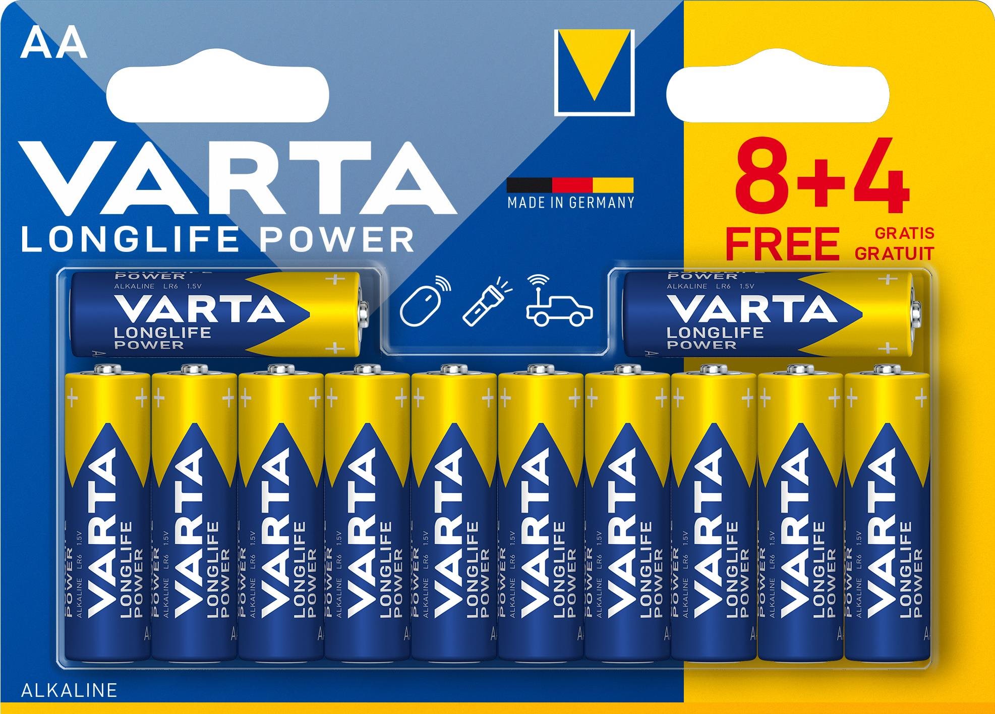 VARTA Longlife Power 8+4 AA (Double Blister) Einwegbatterie