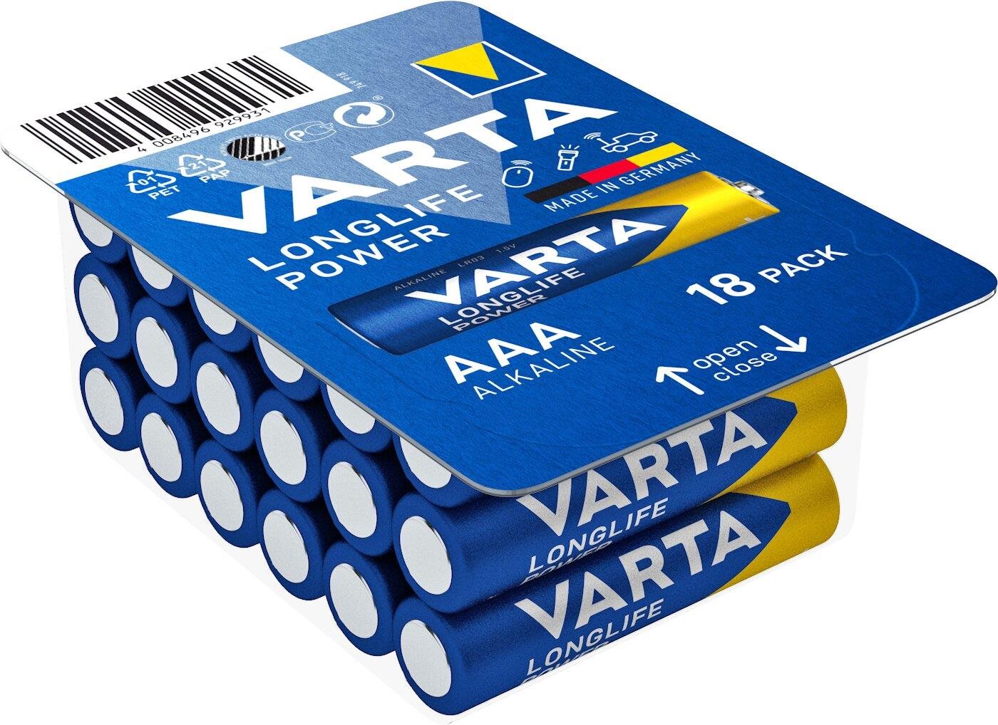 VARTA Longlife Power 18 AAA (Big Box) Eldobható elem