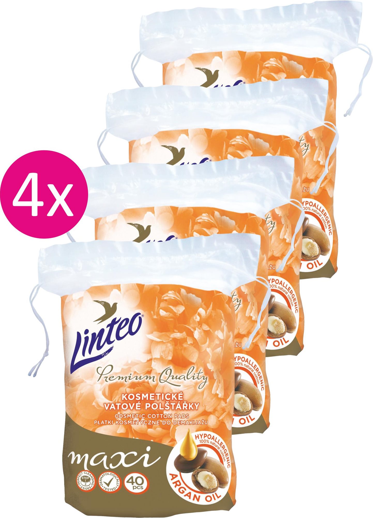 LINTEO Premium Maxi Argan Oil 4× 40 ks Odličovacie tampóny