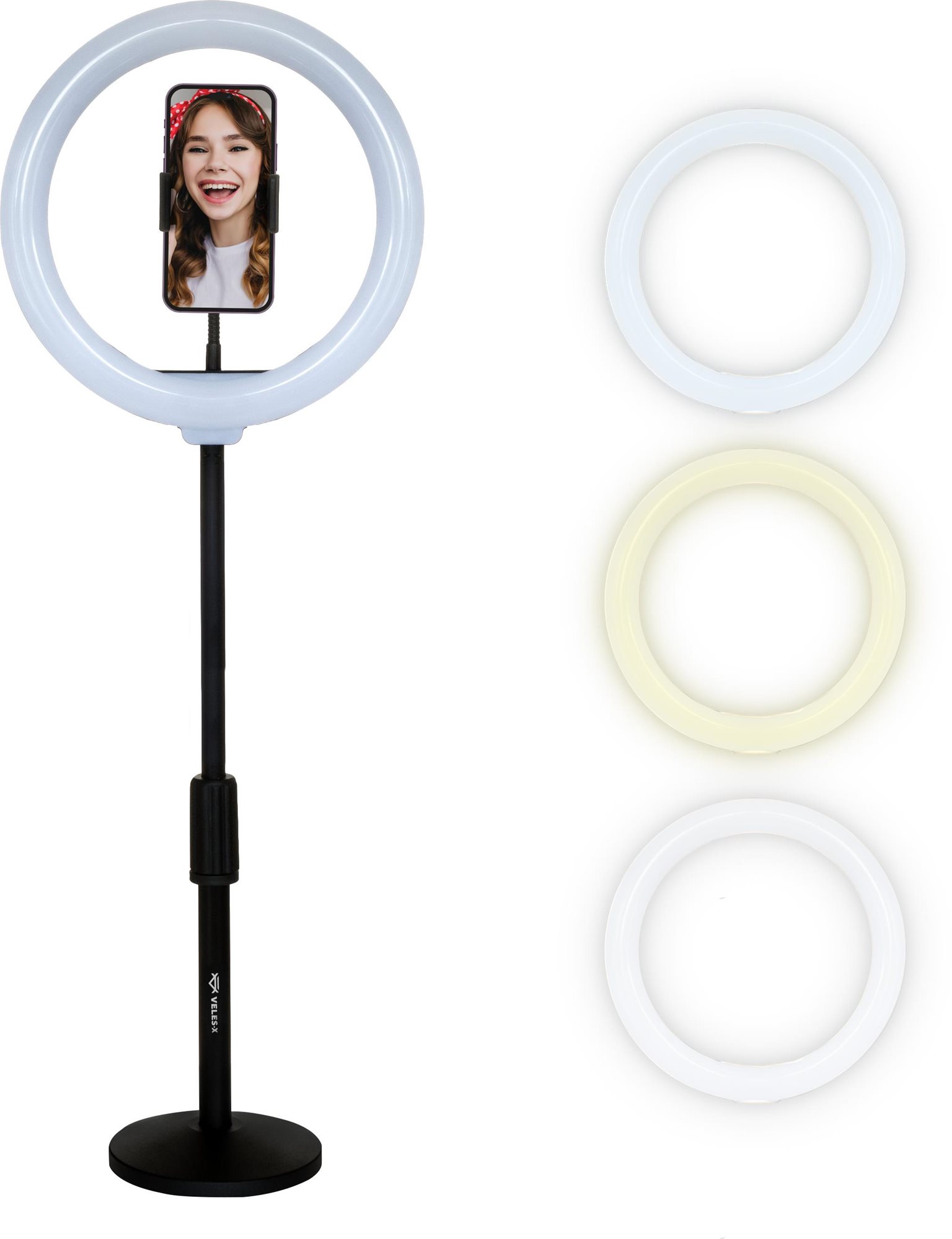 Veles-X Desktop Ring Light with Stand and Phone Holder Foto světlo