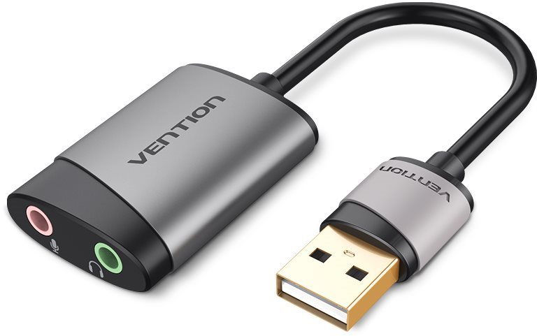 Vention USB External Sound Card 0.15M Gray Metal Type (OMTP-CTIA)...