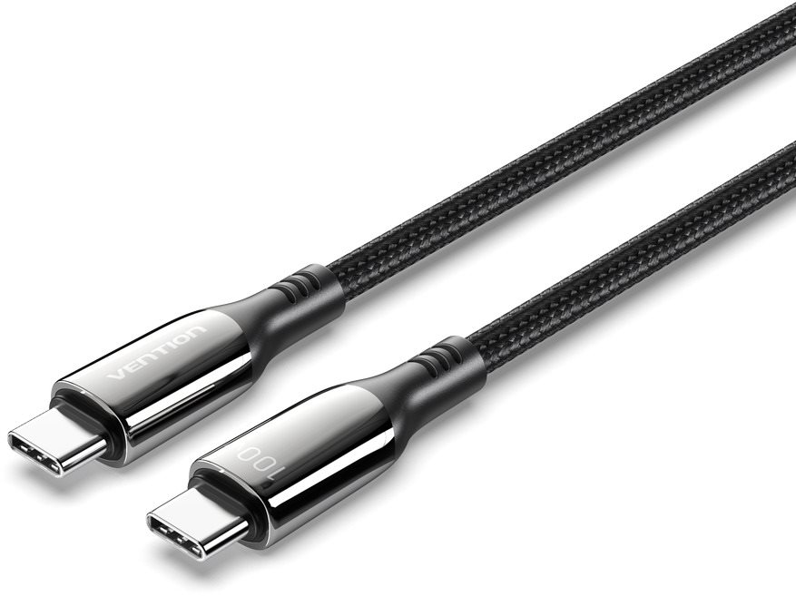 Vention Cotton Braided USB-C 2.0 5A Cable 2m Black Zinc Alloy Type...