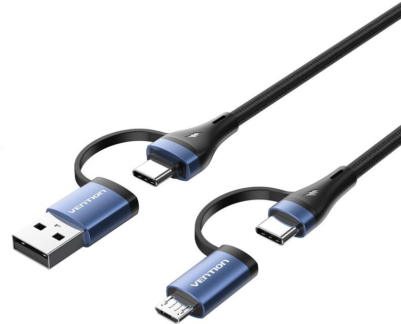 Vention 4-in-1 Cotton Braided USB 2.0 Type-A Male + USB-C Male to...