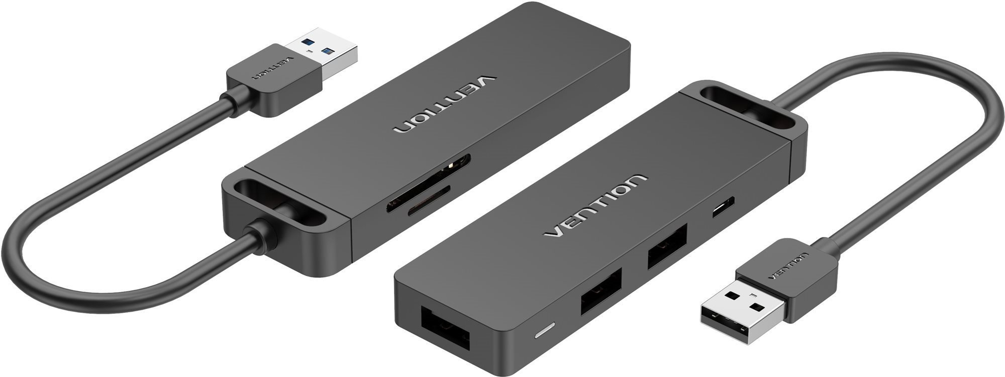 Vention USB 2.0 to 3x USB / TF / SD / Micro USB-B HUB 0.15M Black...