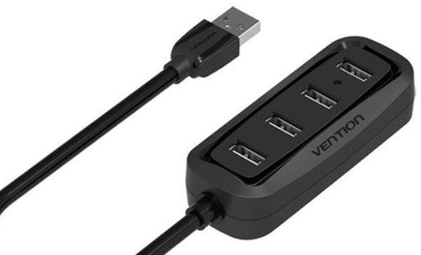 Vention USB HUB 2.0 4-Ports, 0.5m, Black USB Hub