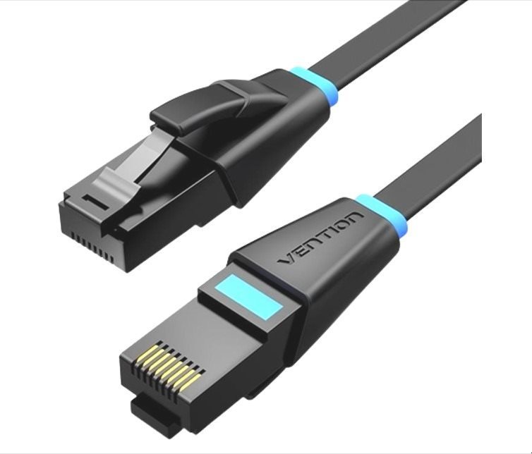 Vention Flat Cat.6 UTP Patch Cable, 1m, fekete Hálózati kábel