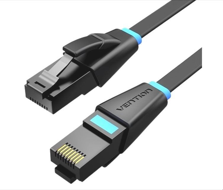 Vention Flat Cat.6 UTP Patch Cable 15M Black LAN-Kabel