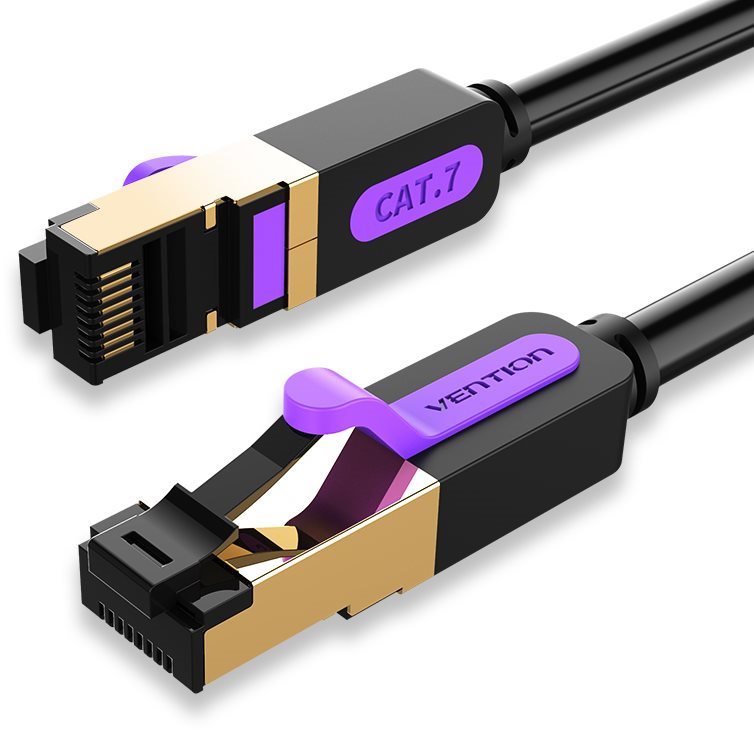 Vention Cat.7 SSTP Patch Cable, 1m, Black Ethernet Cable