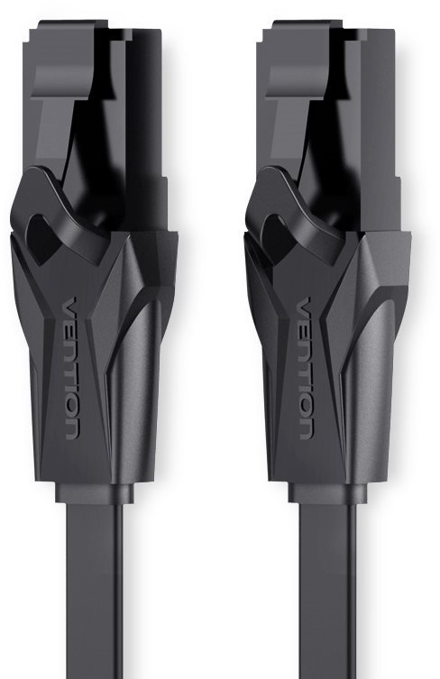Vention Flat CAT6 UTP Patch Cord Cable, 0.75m, Black Ethernet Cable
