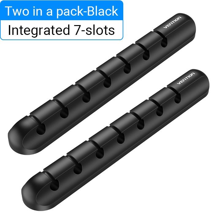 Vention 7 Ports Desktop Cable Manager Black 2 Pack Cache câbles