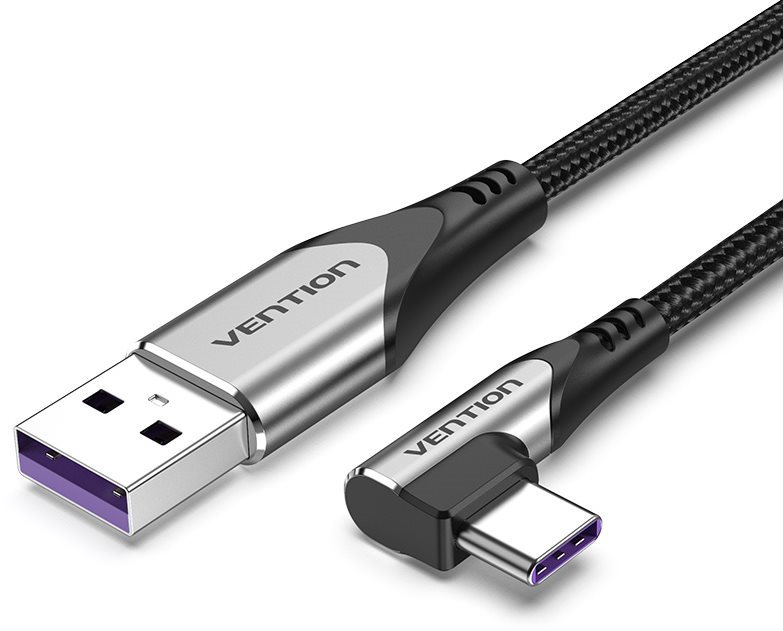 Vention Type-C (USB-C) 90° USB 2.0 5A Cable 1.5M Gray Aluminum...