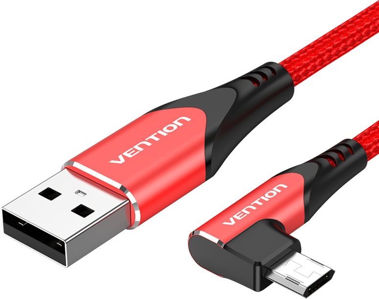 Vention Reversible 90° USB 2.0 -> MicroUSB Cotton Cable Red 1m...