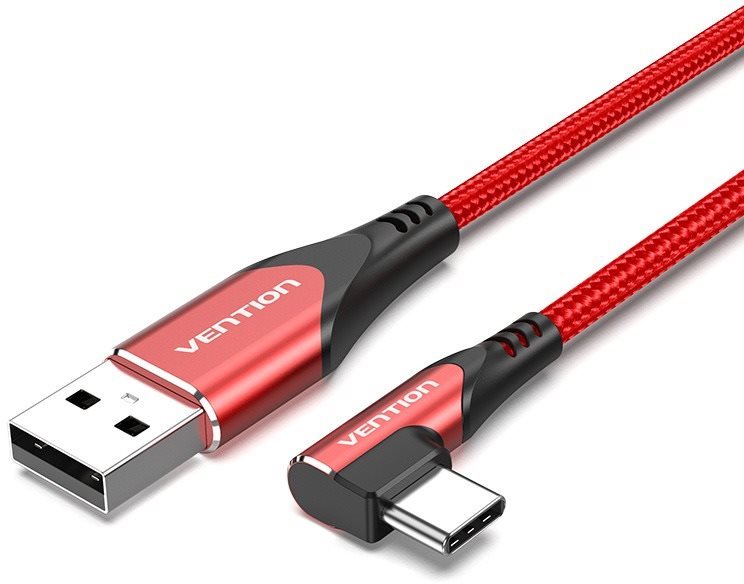 Vention Type-C (USB-C) 90°  USB 2.0 Cotton Cable Red 1.5m Aluminium...