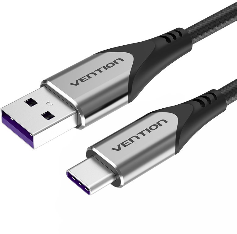 Vention USB-C to USB 2.0 Fast Charging Cable 5A 3M Grey Aluminum...