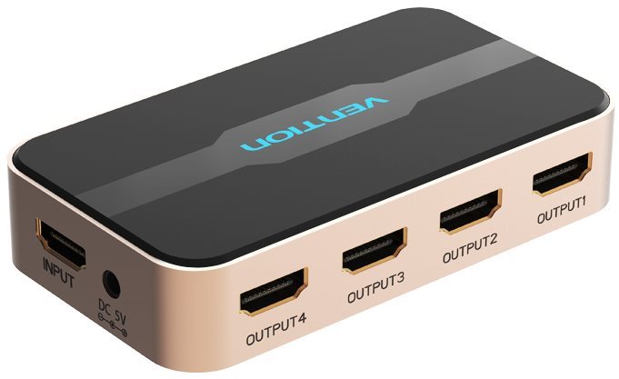 Vention 1 In 4 Out HDMI Splitter Black Hub