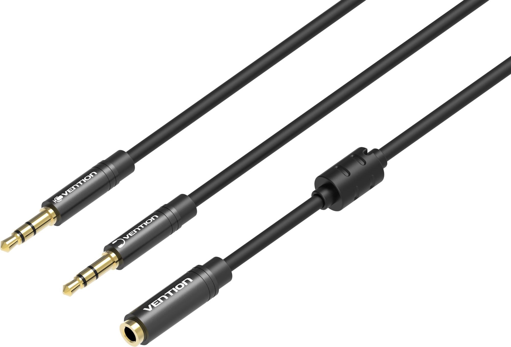 Vention 2x 3.5mm (M) to 4-Pole 3.5mm (F) Stereo Splitter Cable 0.3m...