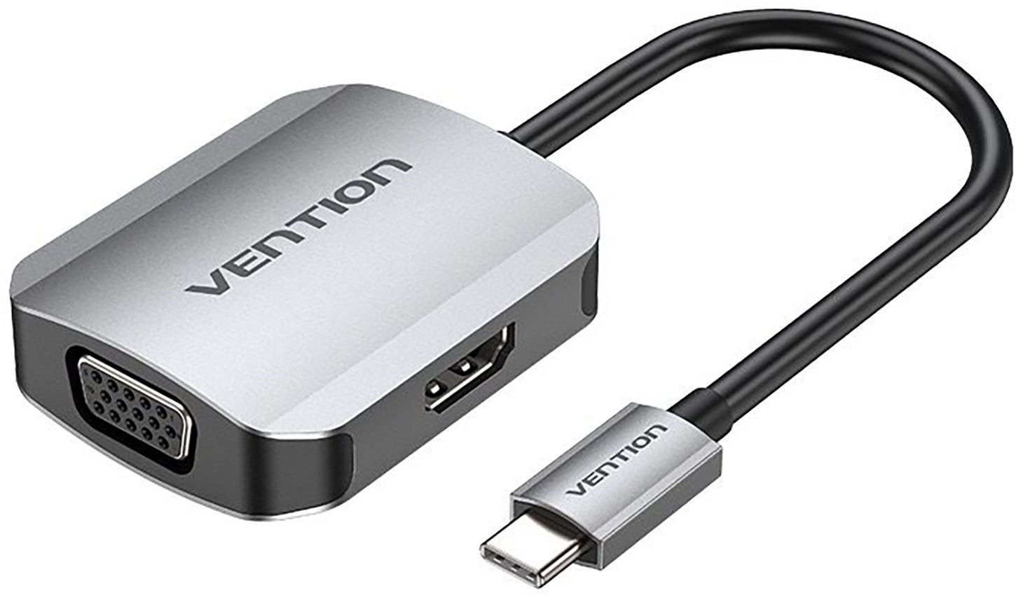 Vention USB-C to HDMI + VGA Converter 0.15M Gray Aluminum Alloy...