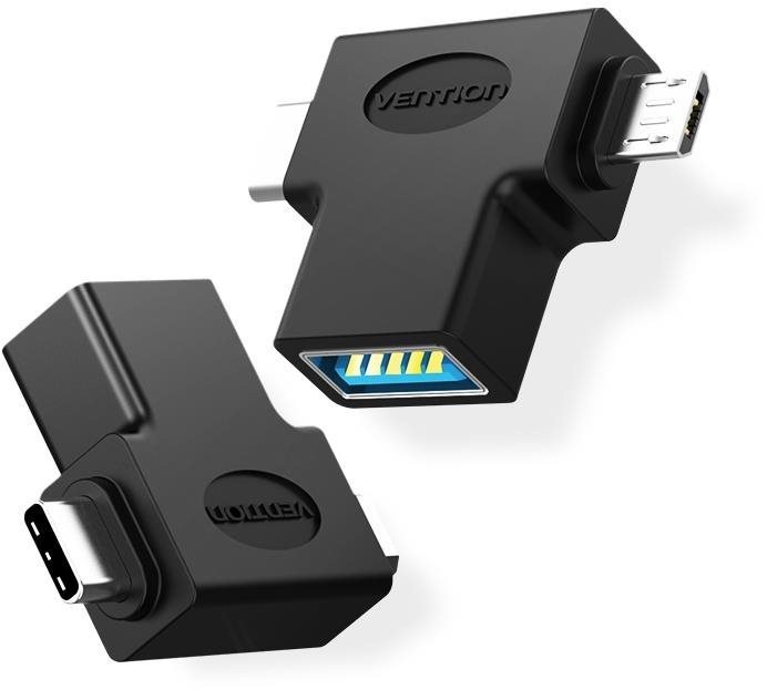 Vention OTG Adapter Black micro USB + USB-C to USB for Android...