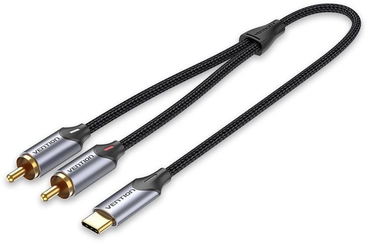 Vention USB-C Male to 2-Male RCA Cable 1m Gray Aluminum Alloy Type...