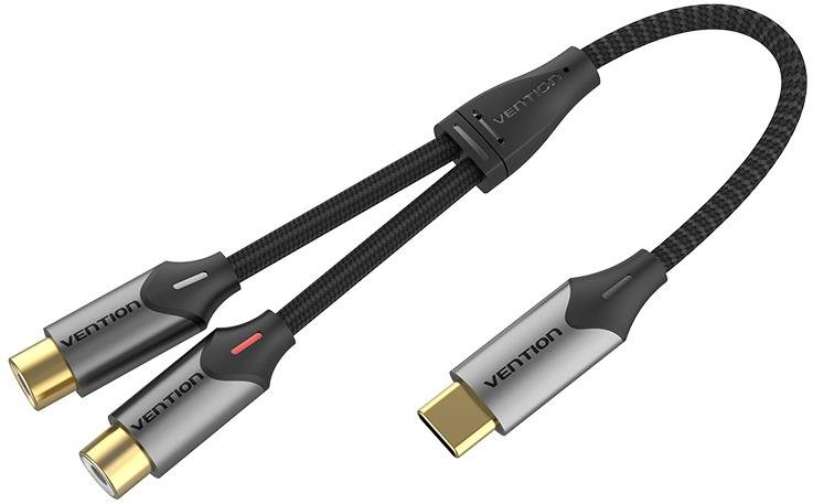 Vention USB-C Male to 2-Female RCA Cable 0.5M Gray Aluminum Alloy...