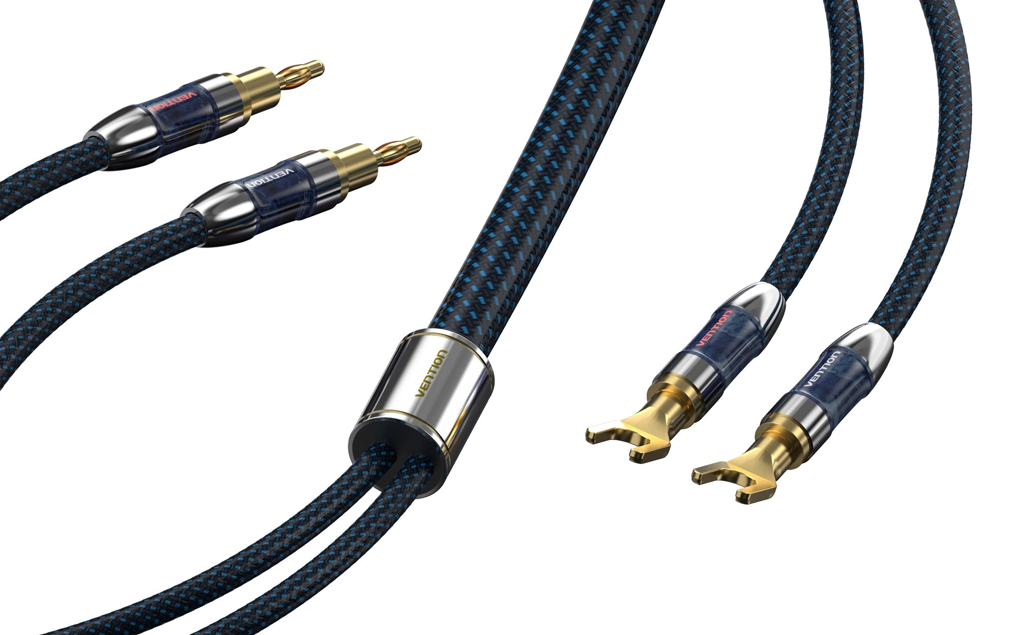 Vention Dual Banana Plugs to Dual Spade Plugs Speaker Wire (Hi-Fi)...