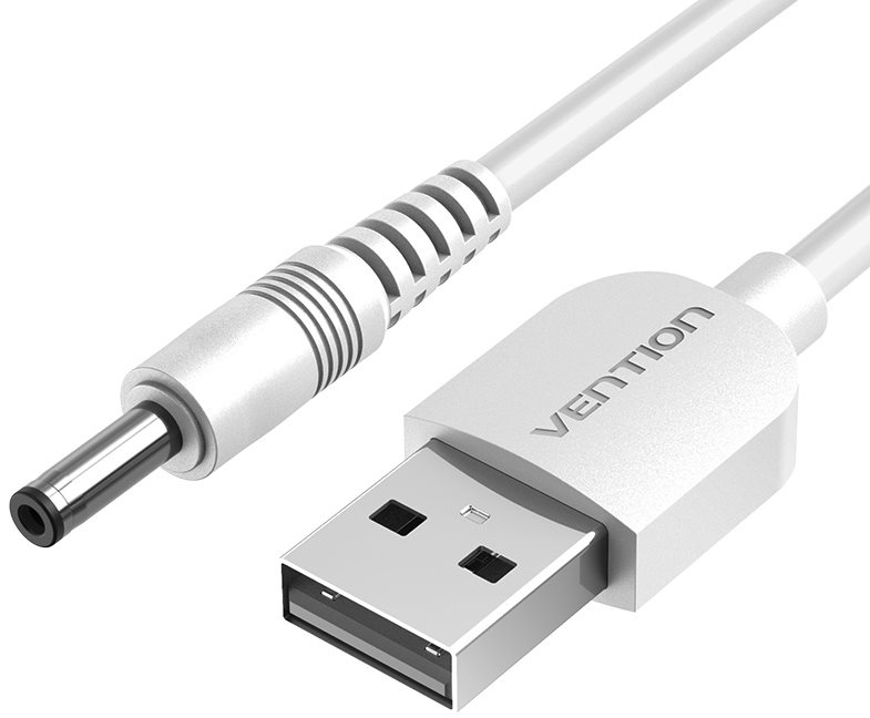 Vention USB to DC 3.5mm Charging Cable, White, 1m Power Cable