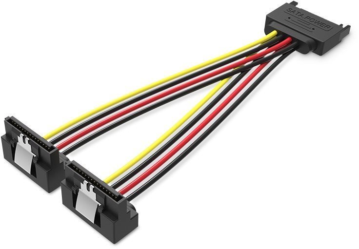 Vention SATA 15P (M) to 2x 15P SATA 90° (F) Power Splitter Cable...