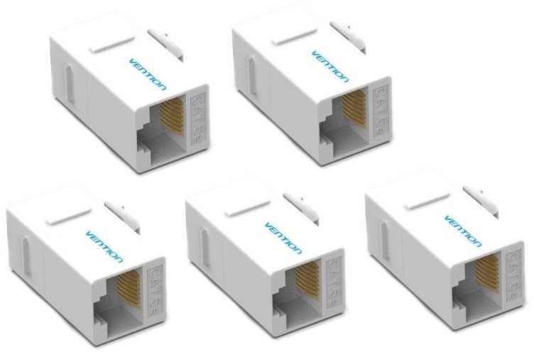 Vention Cat.5E UTP Keystone Jack Coupler 5 Pack White Keystone