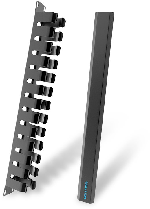 Vention 24 U Cable Manager, Black Cable Organiser