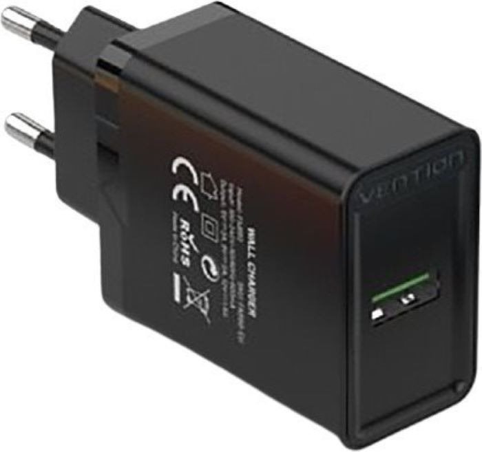 Vention 1-port USB Wall Quick Charger (18W) Black Nabíječka do sítě