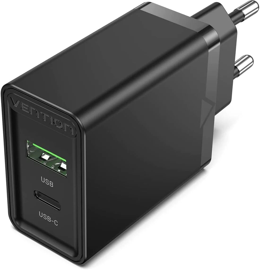 Vention 2-Port USB (A+C) Wall Charger (18 W + 20 W PD) Black...
