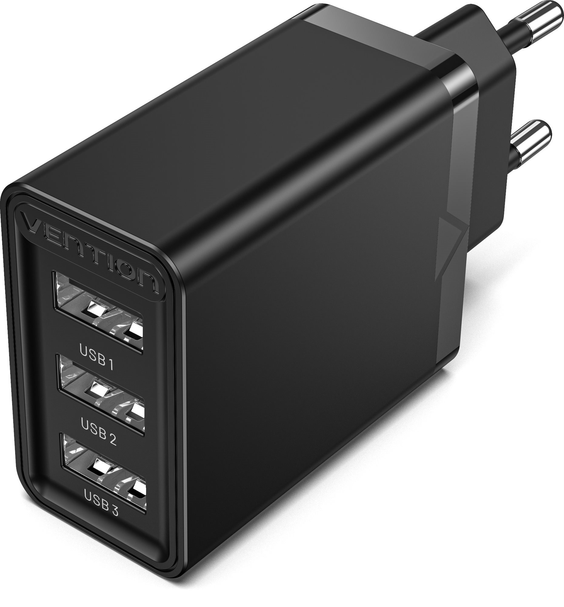 Vention 3-port USB Wall Charger (12 W/12 W/12 W) Black Nabíjačka do...