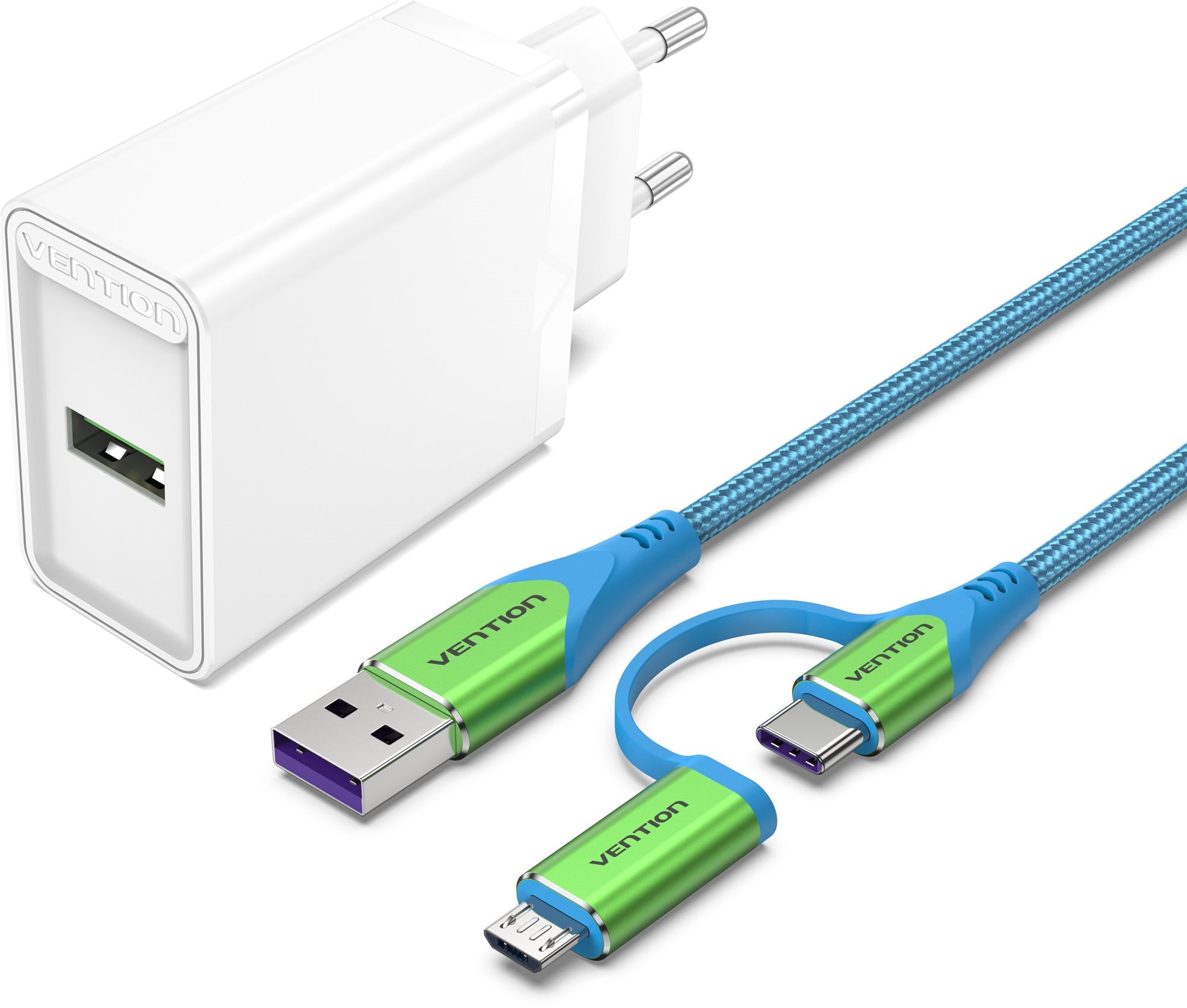 Vention & Alza Charging Kit (18 W + 2 in 1 USB-C/micro USB Cable 1...