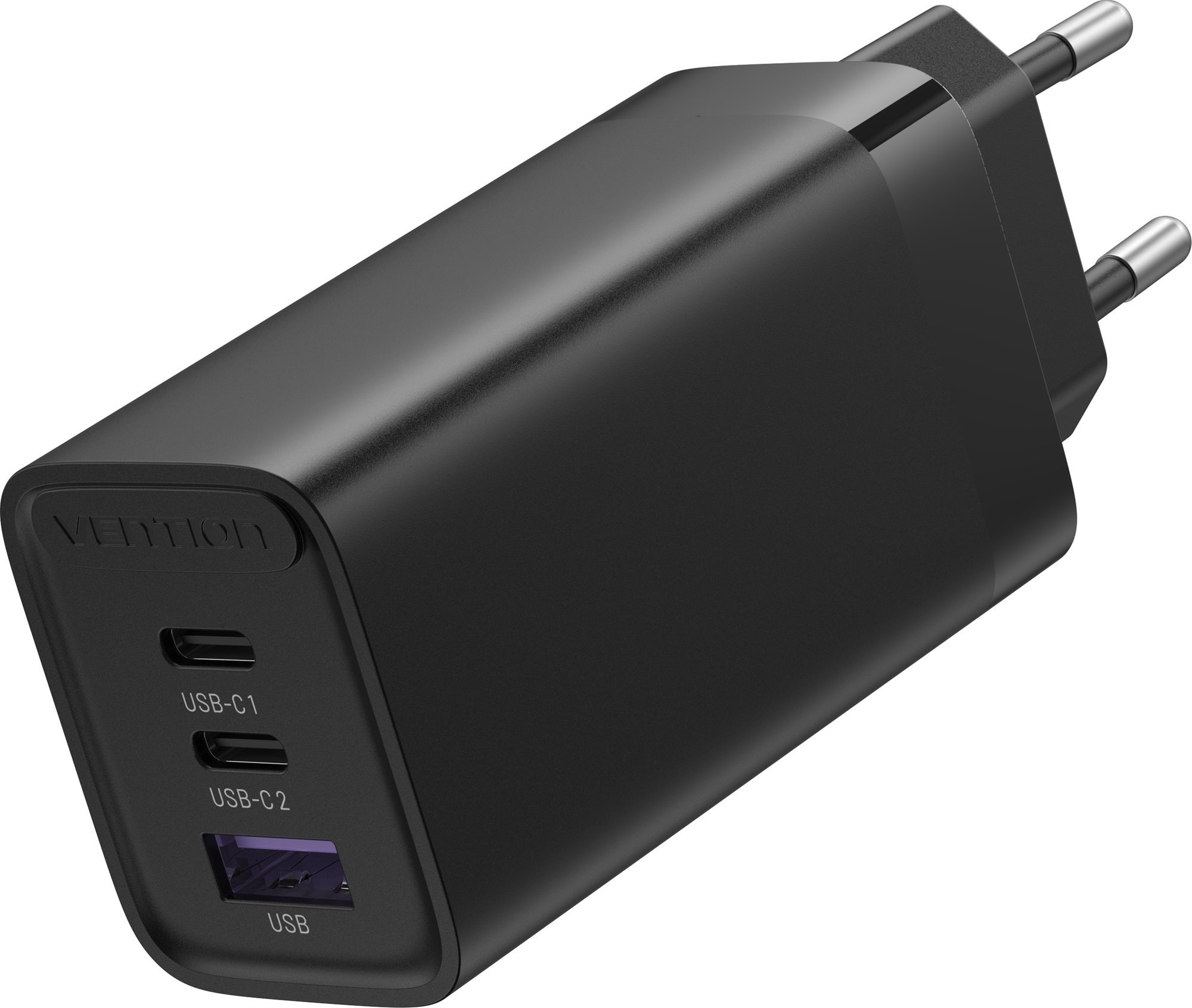Vention 3-port GaN Charger (65W USB-C / 30W USB-C / 30W USB) Black...