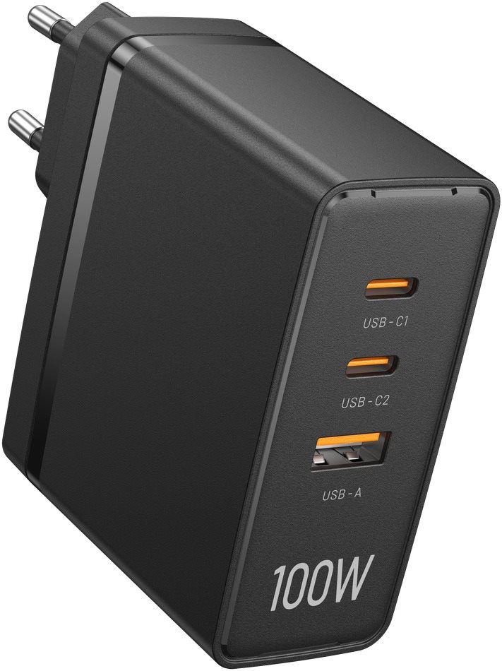 Vention Ultra 3-Port USB (C+C+A) GaN Charger (100W/100W/30W) Black...