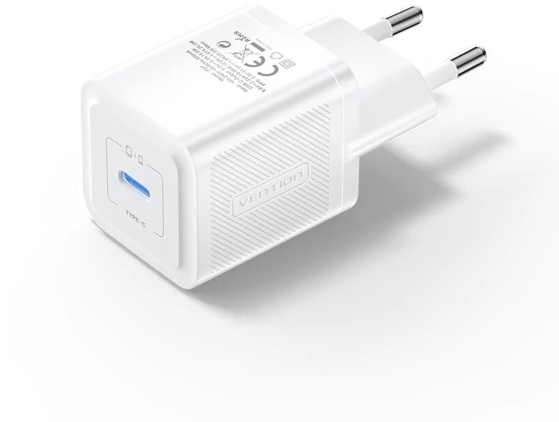 Vention 1-Port USB-C GaN Charger (20W) EU-Plug White Töltő adapter