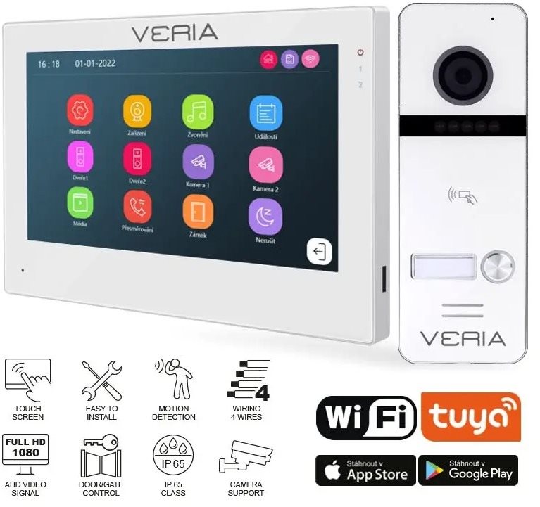 SET Videotelefón VERIA 3001-W (WiFi) biely + vstupná stanica VERIA...