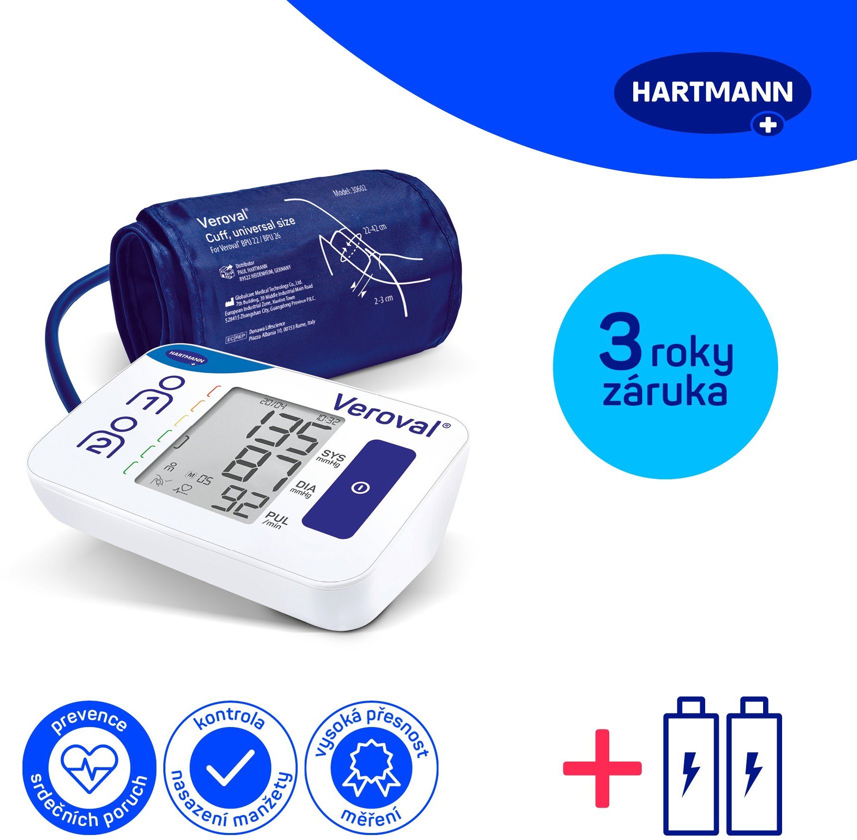 HARTMANN Veroval Compact záruka 3 roky Tlakomer