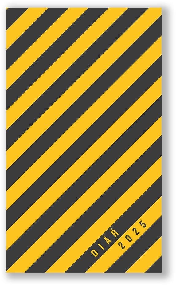 VIKPAP Diář týdenní žlutočerné pruhy 2025, 10 × 17 cm Týdenní diář