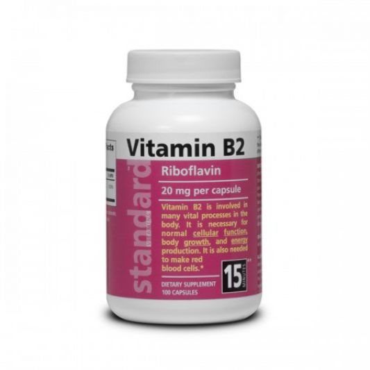 Vitamín B2 - Riboflavin 20 mg, 100 kapslí  Vitamín B