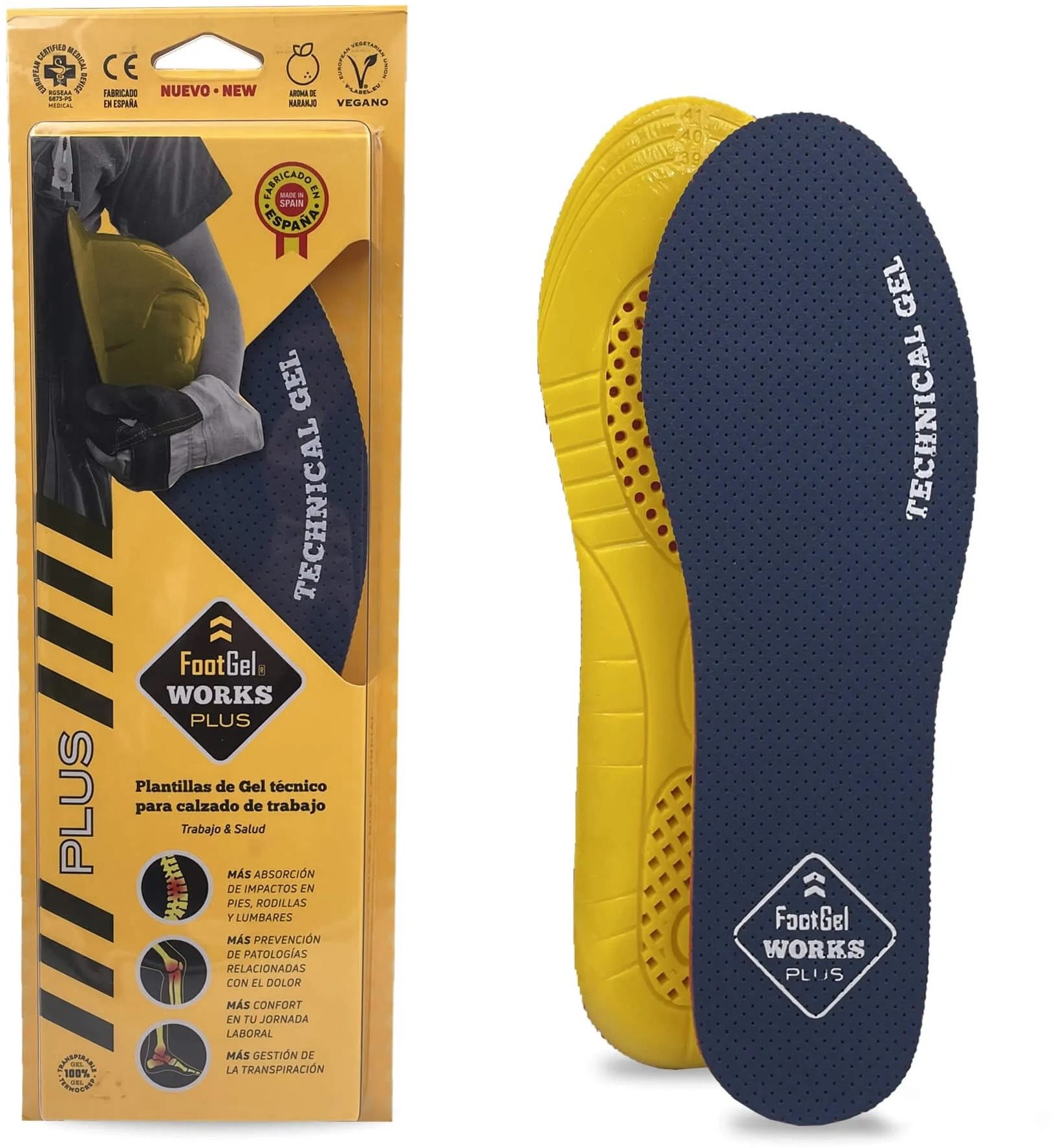 Footgel Gélové vložky do topánok WORKS PLUS s vôňou pomaranč,...