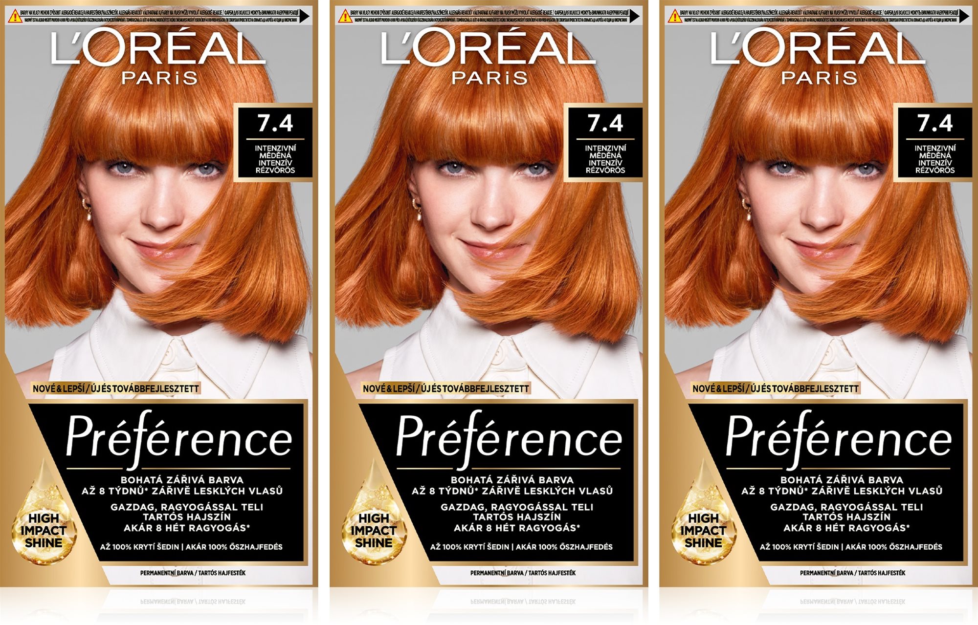 ĽORÉAL PARIS Préférence 74 Mango intenzív réz 3 × Hajfesték