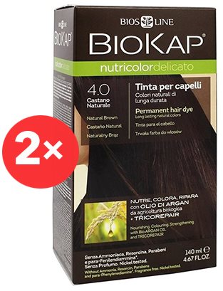 BIOKAP Nutricolor Delicato Brown Gentle Dye 4.00 (2× 140 ml)...