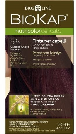 BIOKAP Nutricolor Delicato 5.50 Mahogany Light Brown Gentle Dye 140...