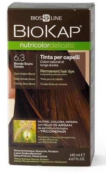 BIOKAP Nutricolor Delicato 6.30 Dark Golden Blond Gentle Dye 140 ml...